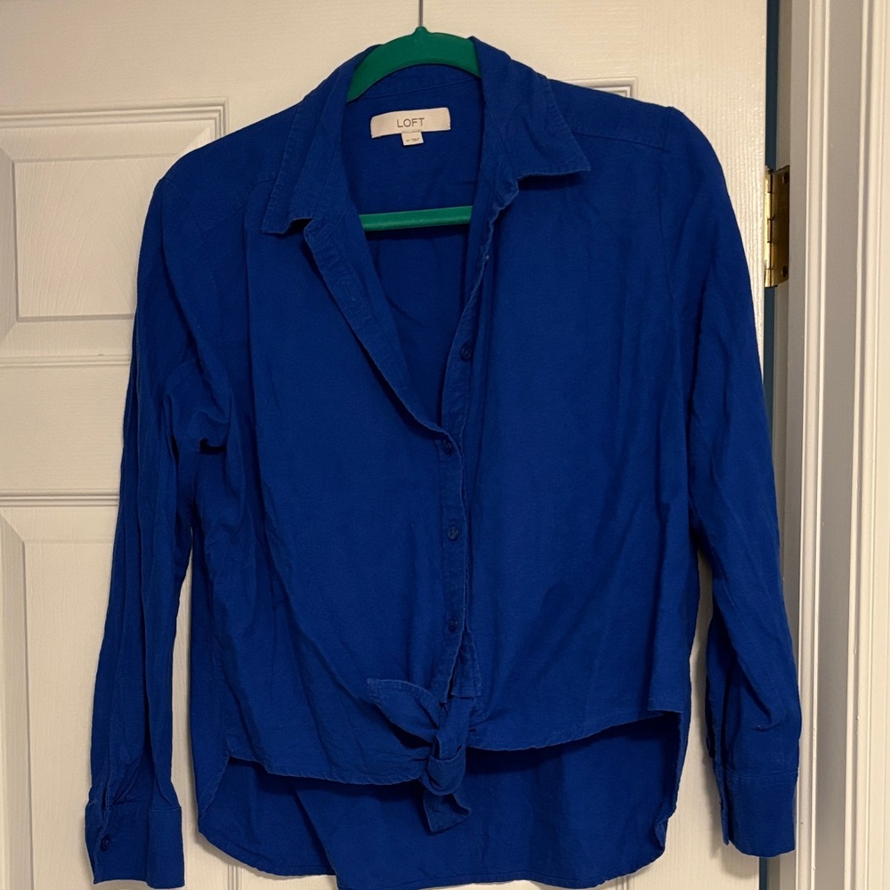 LOFT Women's Vibrant Blue Button-Down Shirt